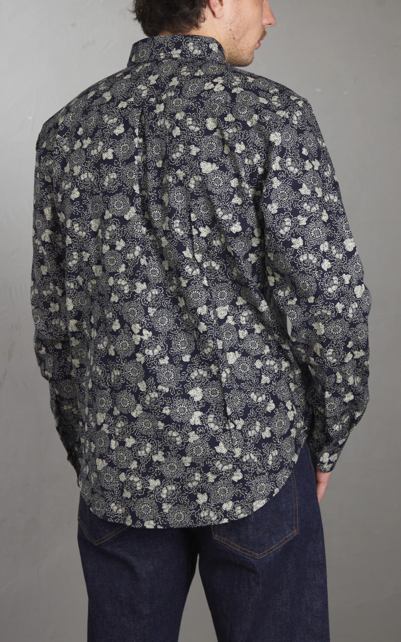 Naked & Famous Denim Easy Shirt Kimono Floral Print Indigo - Image 5
