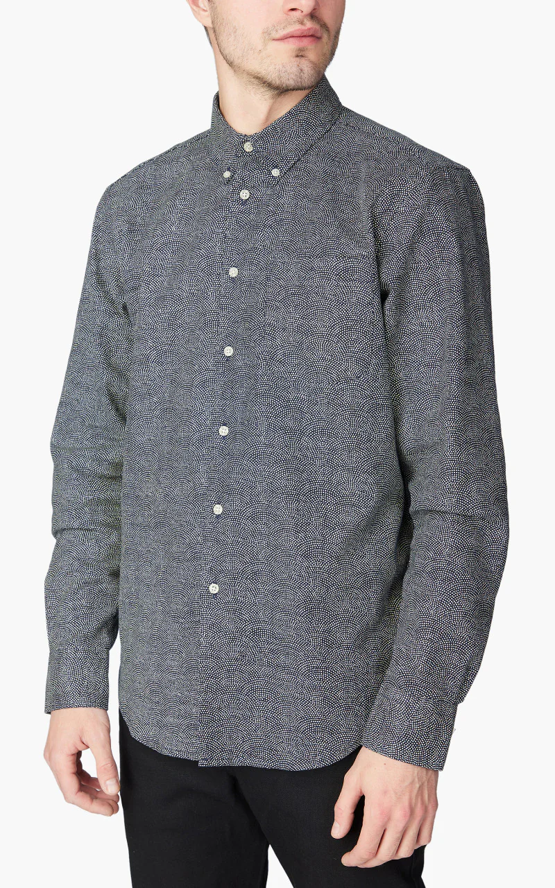 Naked & Famous Denim Easy Shirt Kimono Print Scales Indigo - Image 4