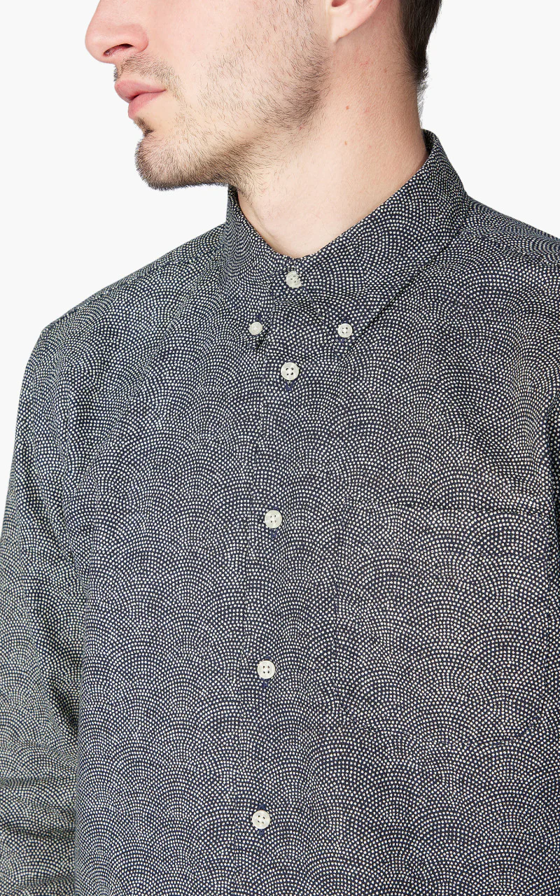 Naked & Famous Denim Easy Shirt Kimono Print Scales Indigo - Image 5