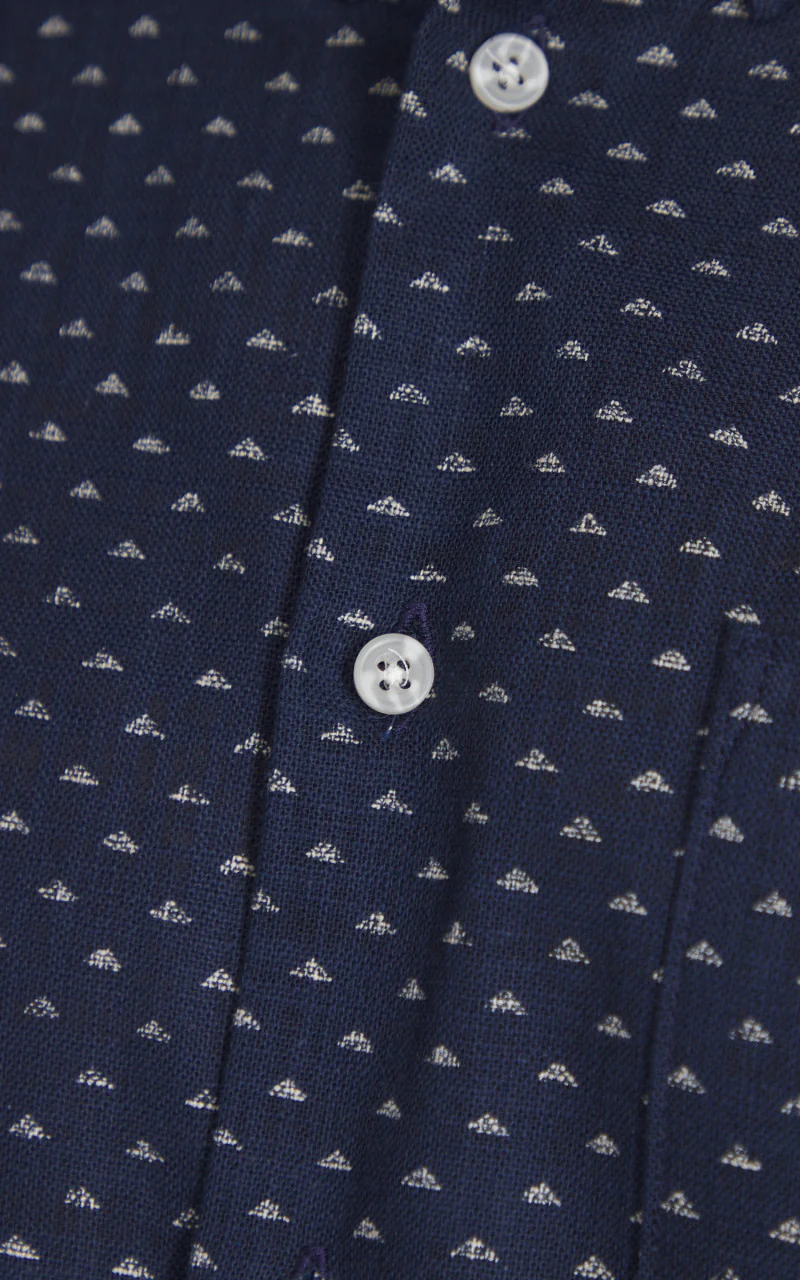 Naked & Famous Denim Easy Shirt Kimono Triangles Print Indigo - Image 3