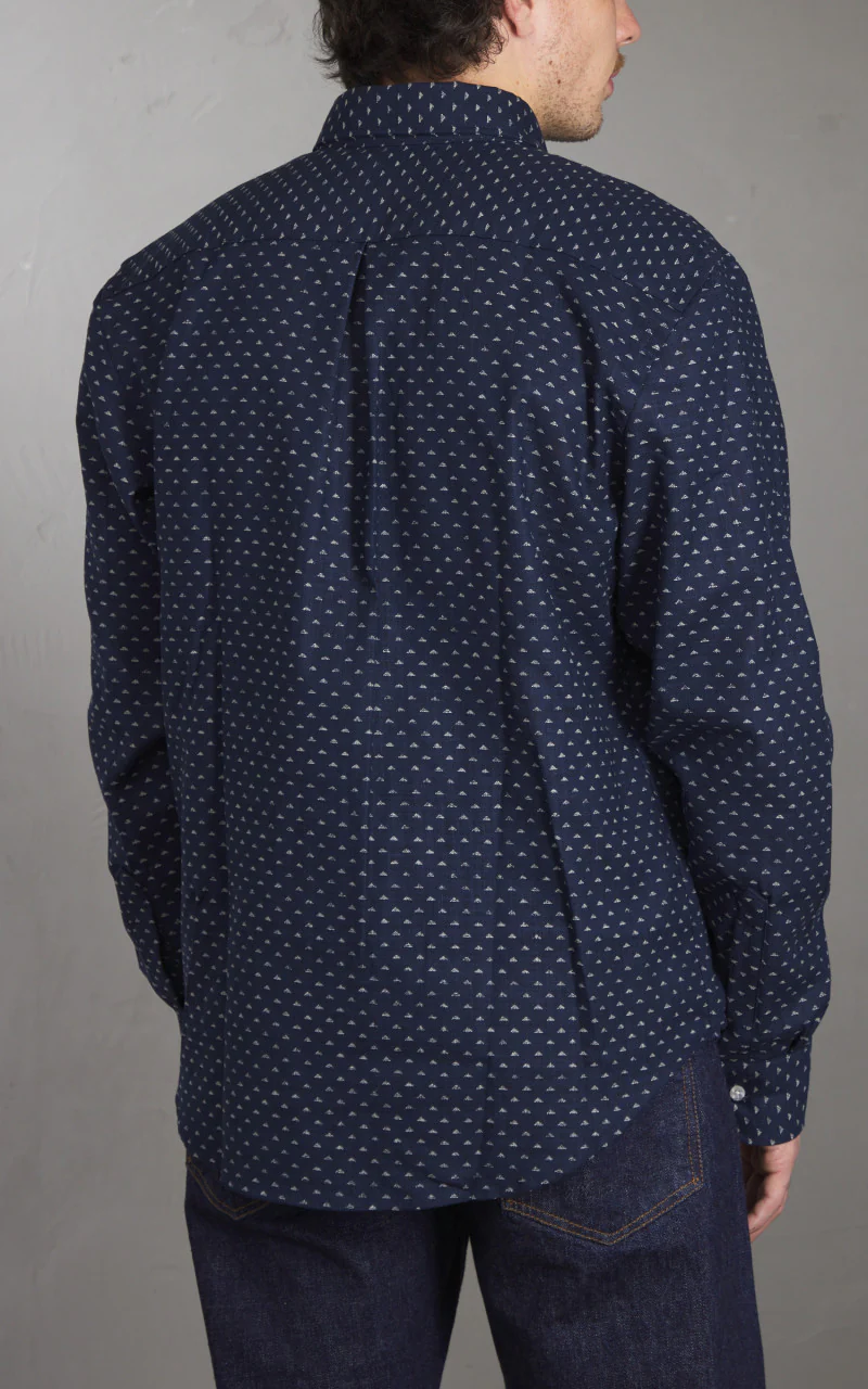 Naked & Famous Denim Easy Shirt Kimono Triangles Print Indigo - Image 5