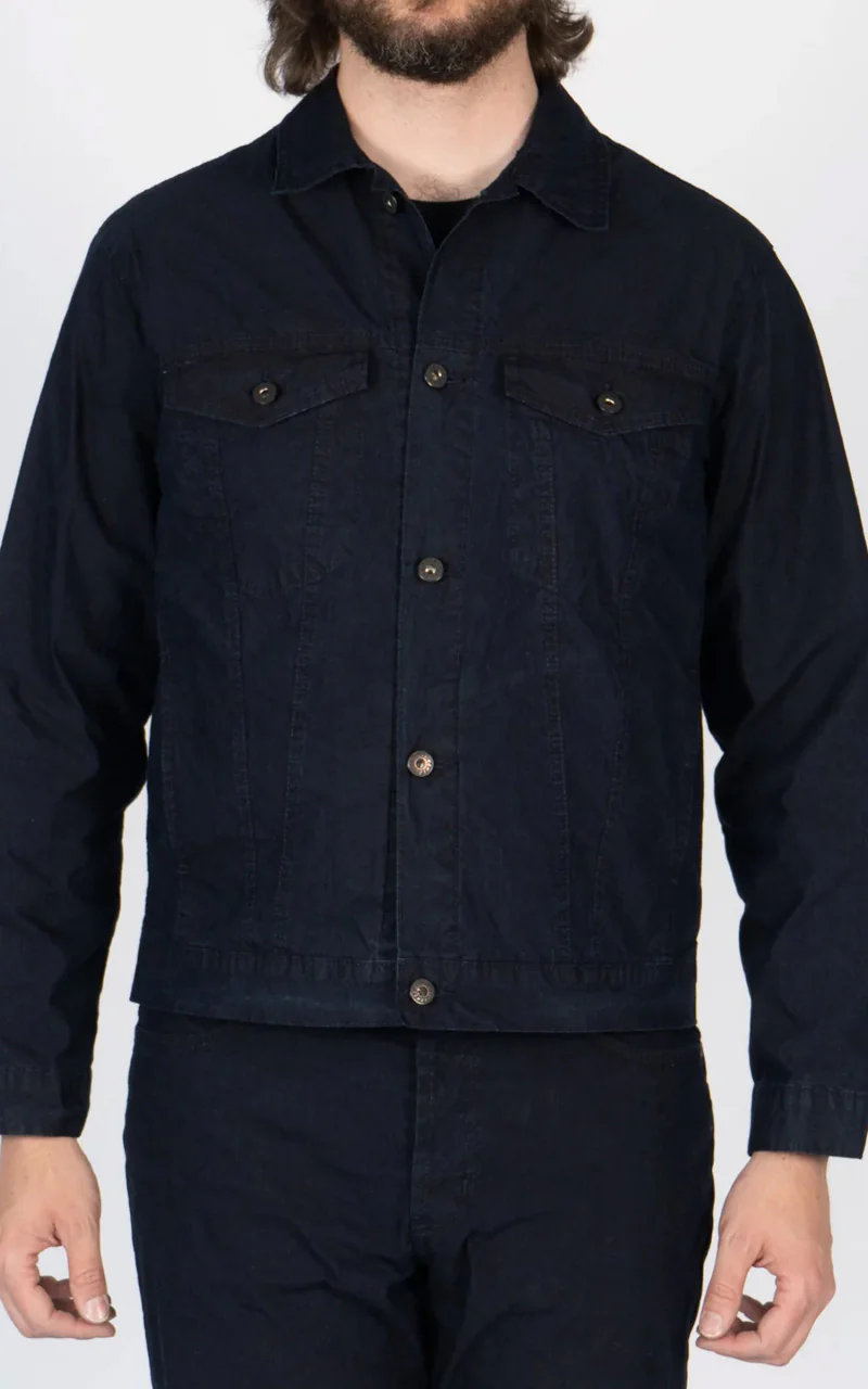 Naked & Famous Denim Jacket Ultralight Tech Denim Indigo/Black - Image 2