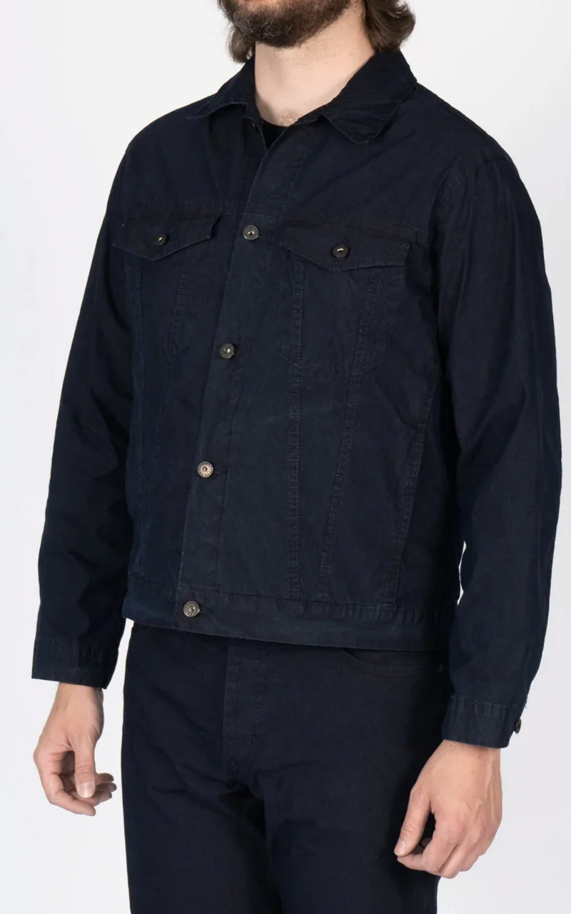Naked & Famous Denim Jacket Ultralight Tech Denim Indigo/Black - Image 3