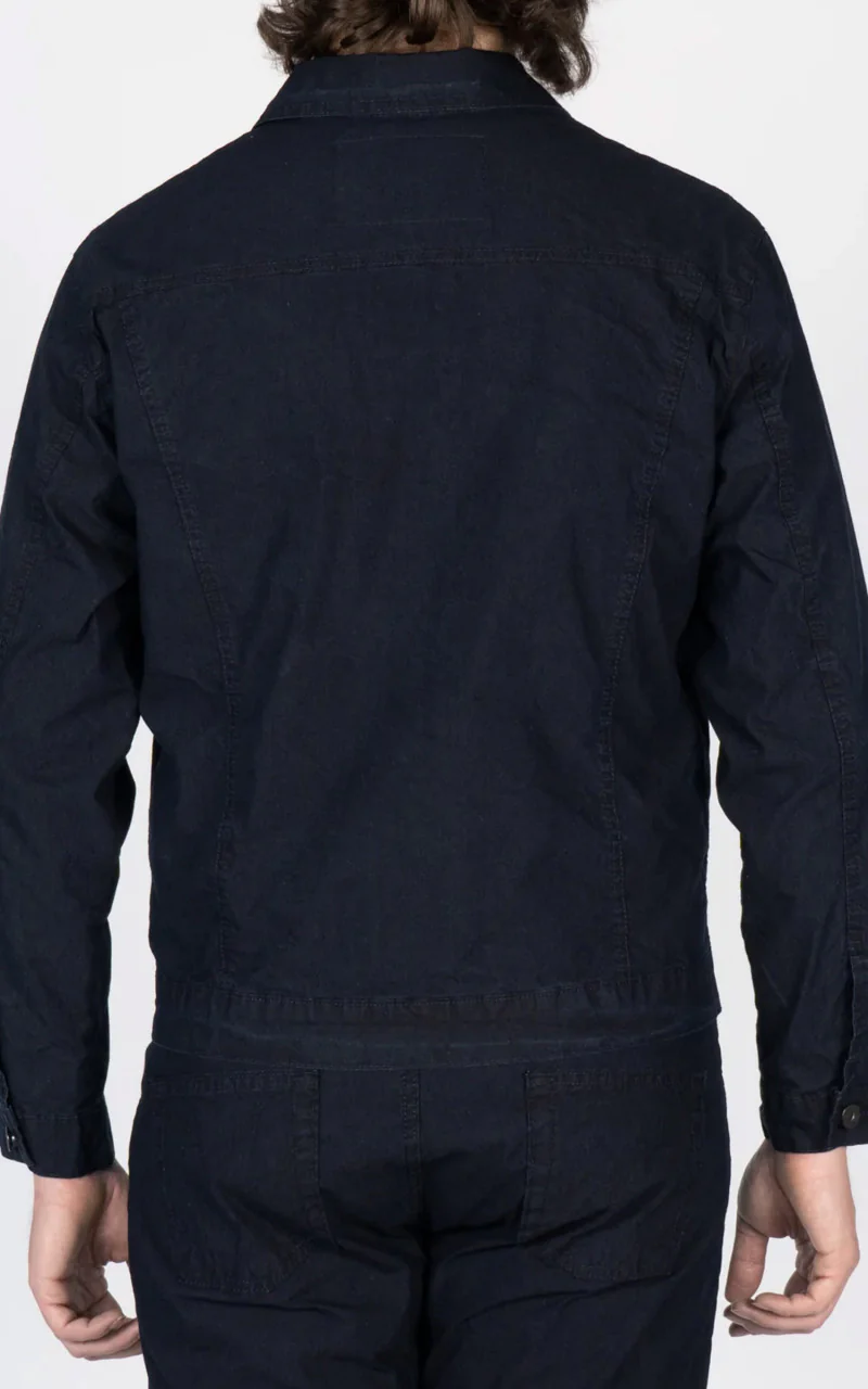 Naked & Famous Denim Jacket Ultralight Tech Denim Indigo/Black - Image 4