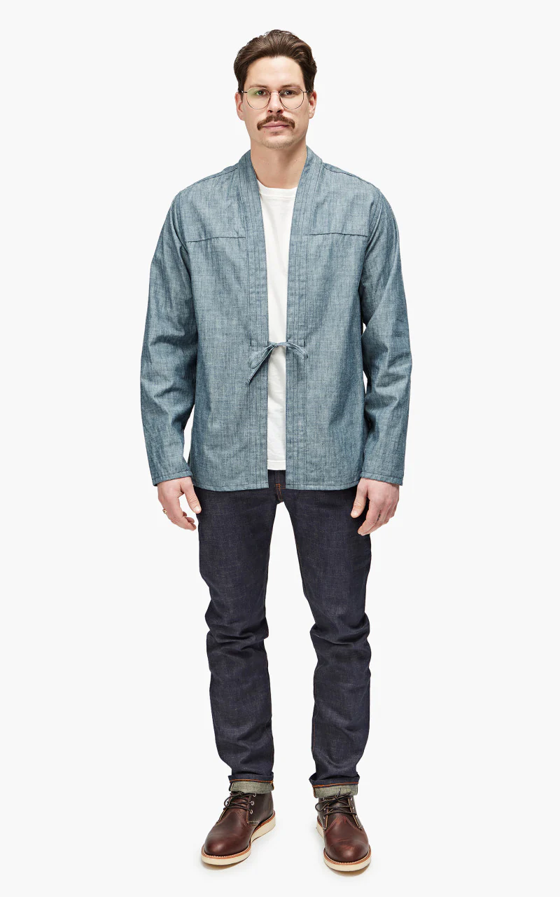 Naked & Famous Denim Kimono Shirt Chambray Rinsed Blue 5oz - Image 2