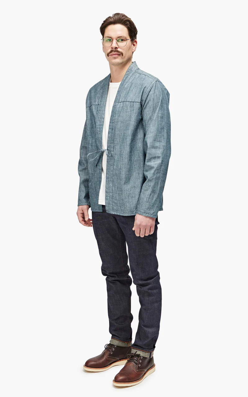 Naked & Famous Denim Kimono Shirt Chambray Rinsed Blue 5oz - Image 4