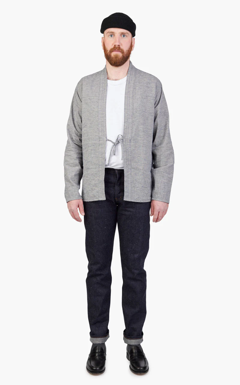 Naked & Famous Denim Kimono Shirt Linen Cotton Nep Blue - Image 2