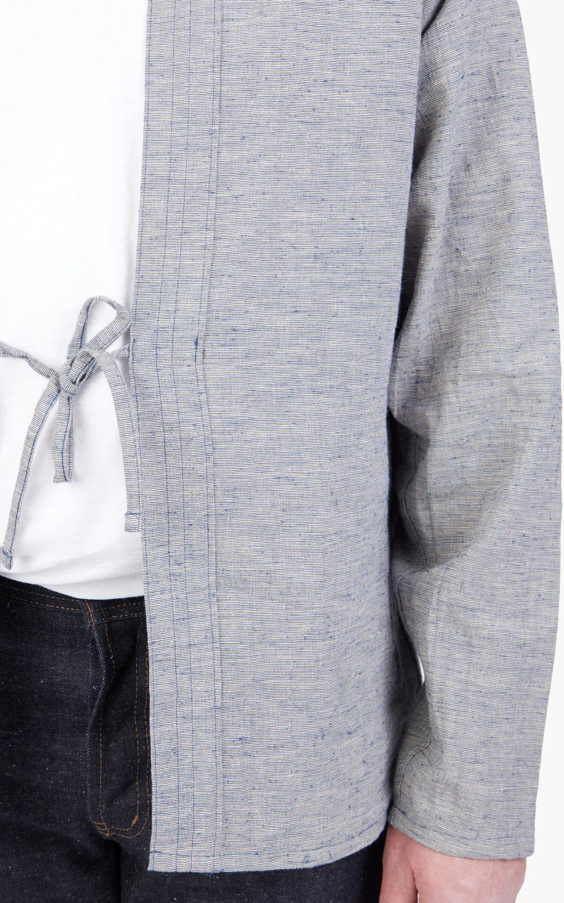 Naked & Famous Denim Kimono Shirt Linen Cotton Nep Blue - Image 5