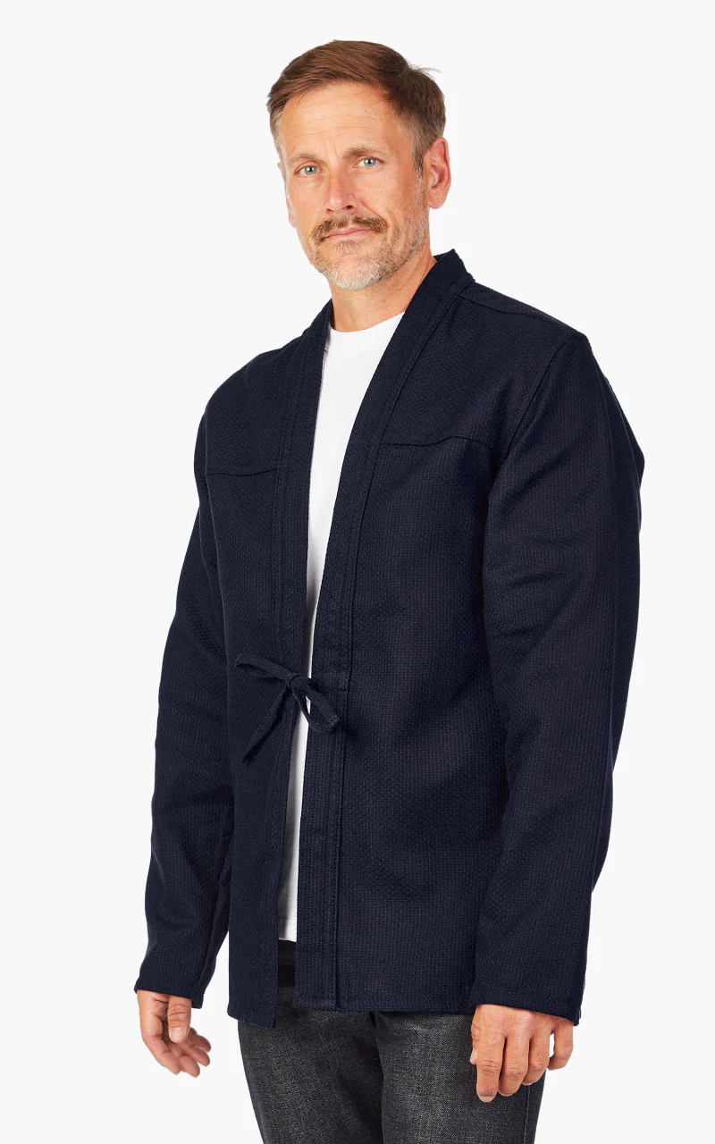 Naked & Famous Denim Kimono Shirt Sashiko Double Gauze Indigo - Image 4