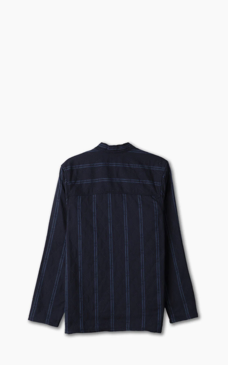 Naked & Famous Denim Kimono Shirt Sashiko Double Gauze Indigo Stripe - Image 3