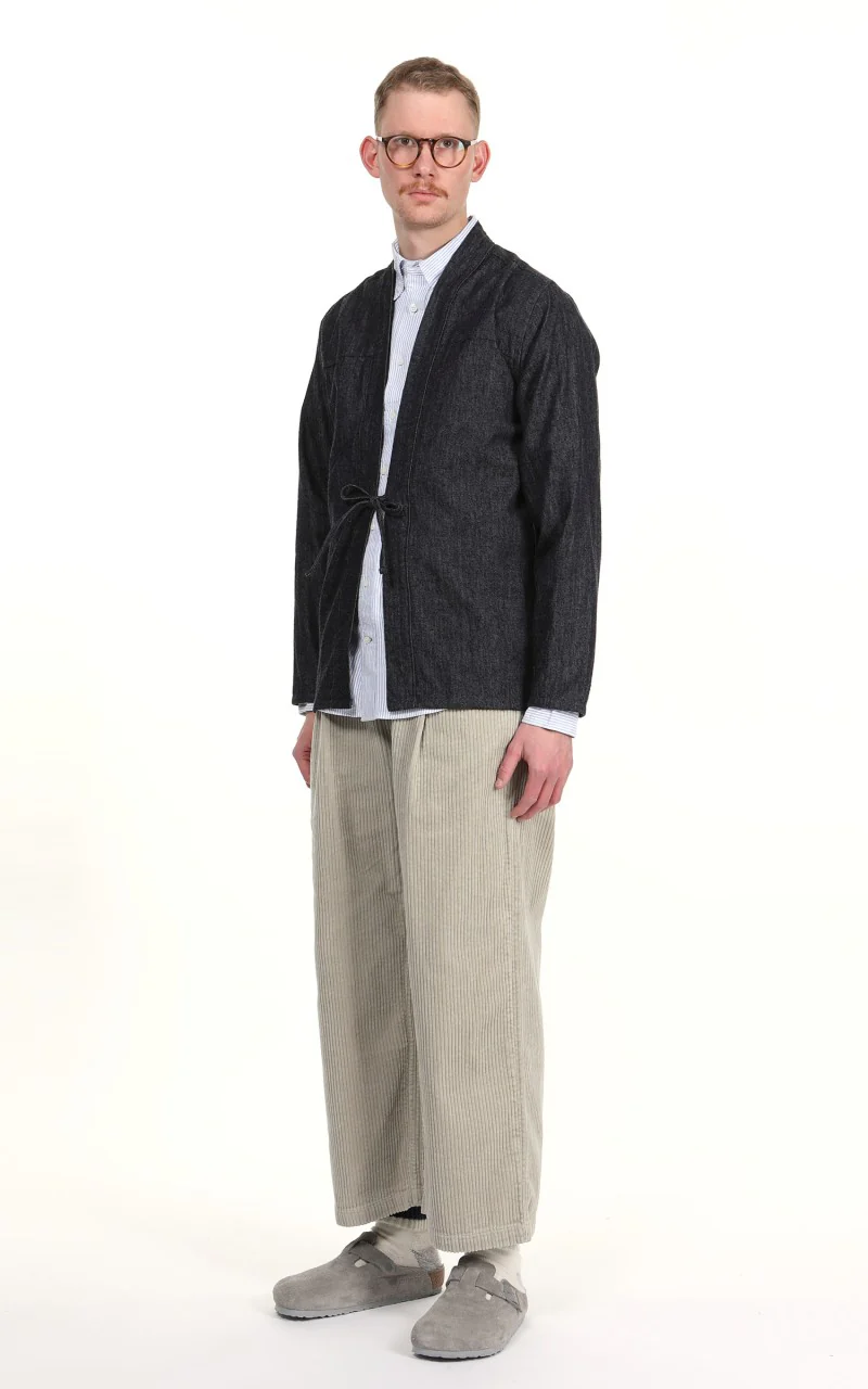 Naked & Famous Denim Kimono Shirt Slub Nep Rinsed Denim Indigo - Image 3