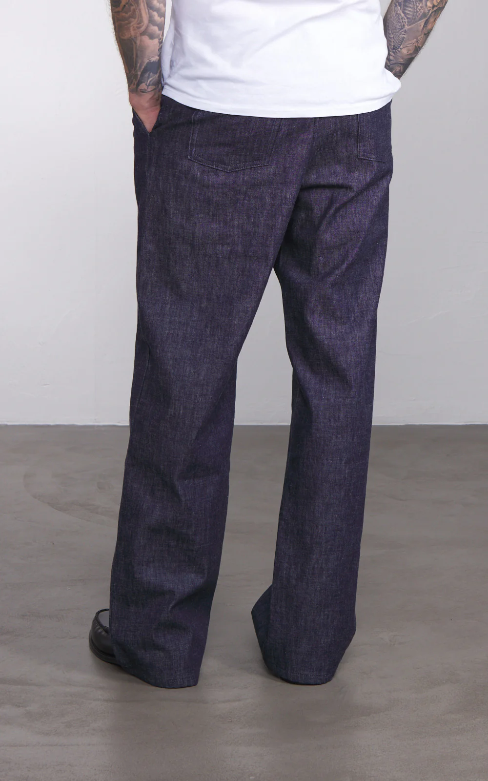 Naked & Famous Denim Pleated Trouser Rinsed Denim Indigo 10oz - Image 6
