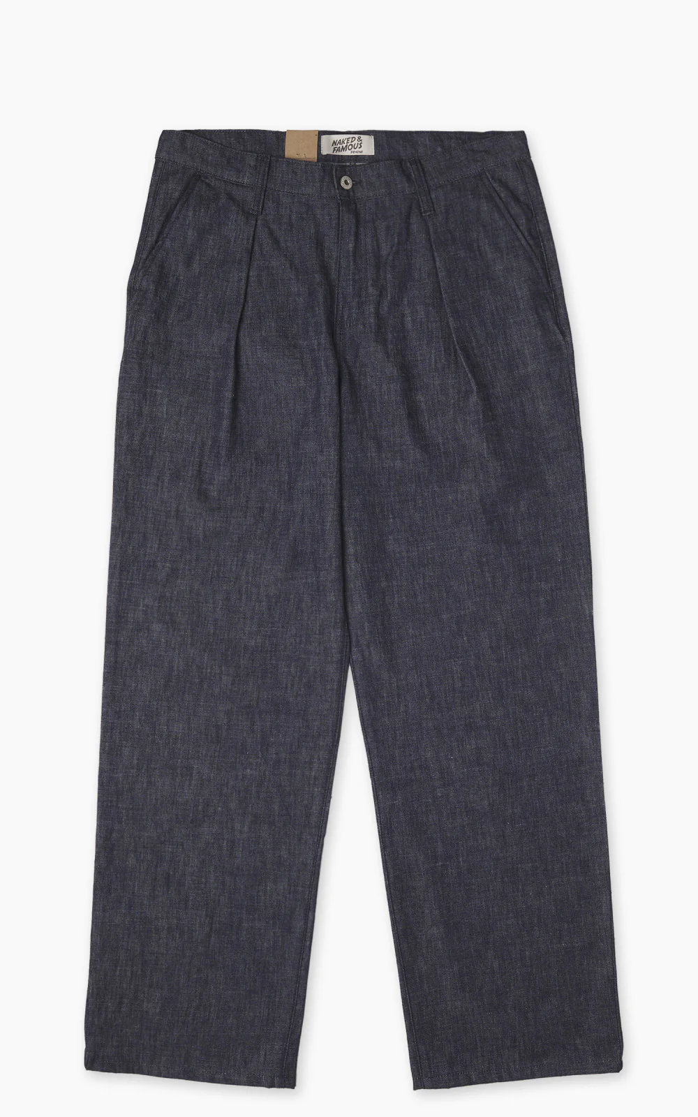 Naked & Famous Denim Pleated Trouser Rinsed Denim Indigo 10oz - Image 7