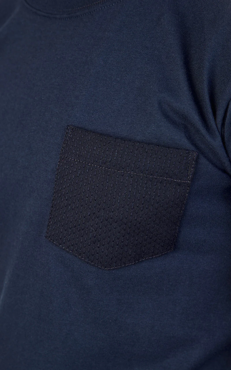 Naked & Famous Denim Pocket Tee Sashiko Double Gauze Navy - Image 5
