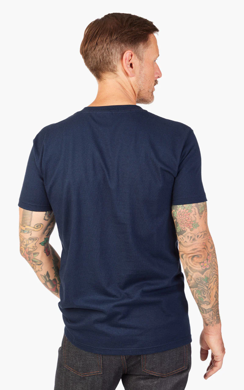 Naked & Famous Denim Pocket Tee Sashiko Double Gauze Navy - Image 6