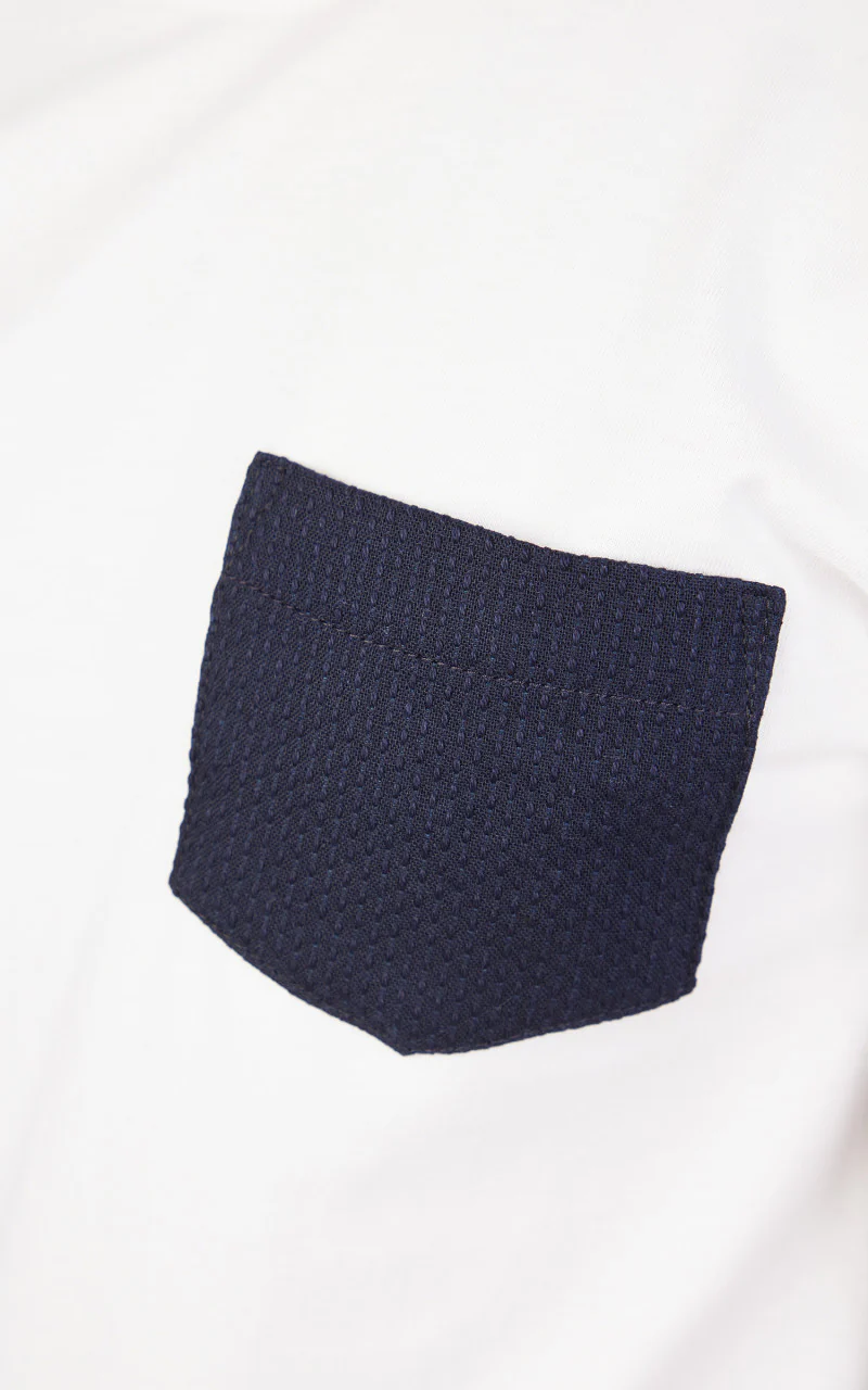 Naked & Famous Denim Pocket Tee Sashiko Double Gauze White - Image 3