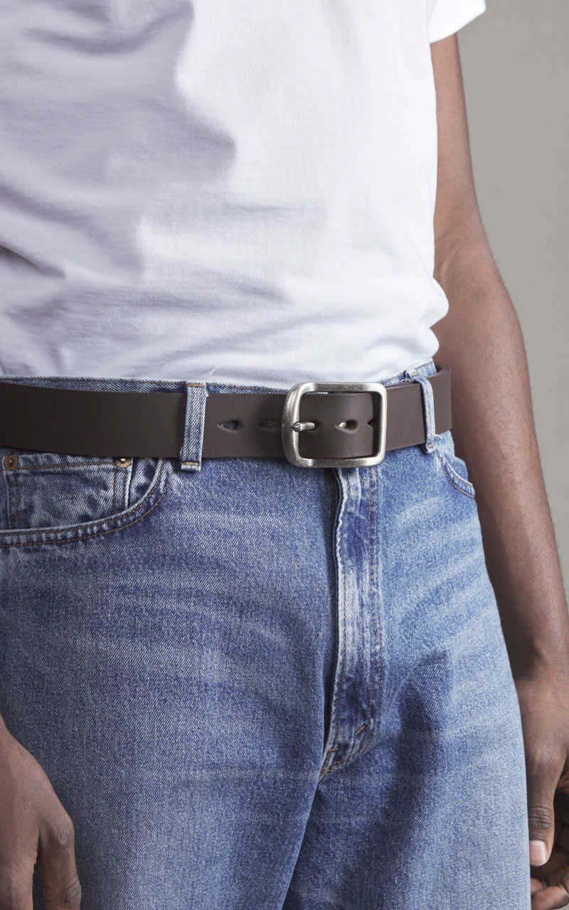 Naked & Famous Denim Thick Belt Bovine Leather 7mm Brown - Image 2