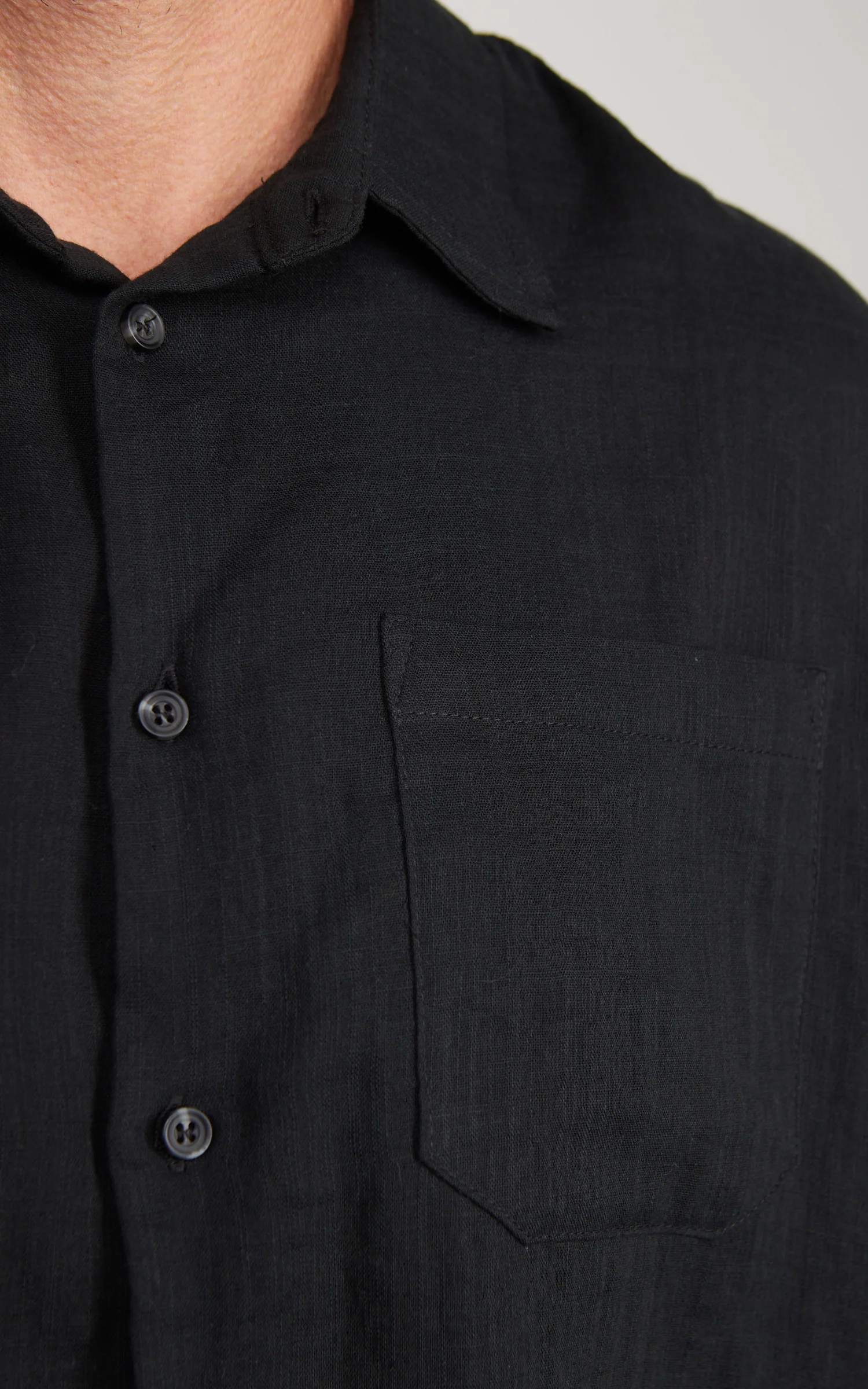 Naked & Famous Denim True Shirt Double Weave Slub Gauze Black - Image 4
