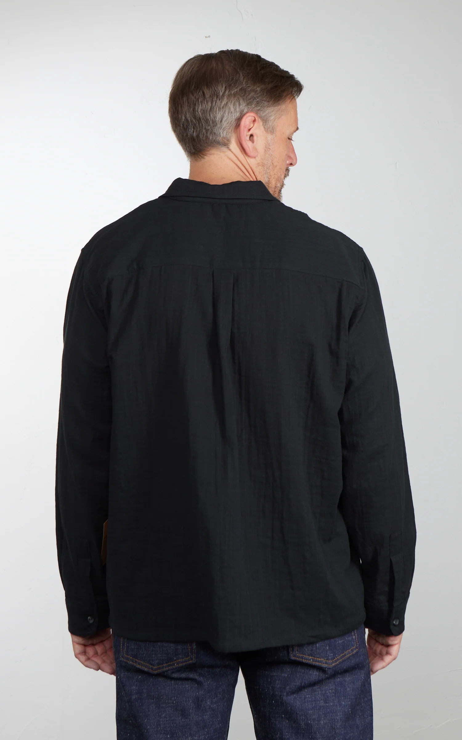 Naked & Famous Denim True Shirt Double Weave Slub Gauze Black - Image 5