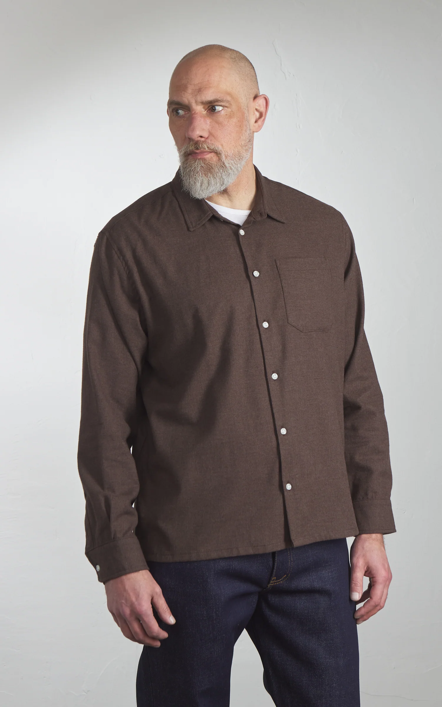 Naked & Famous Denim True Shirt Soft Twill Brown - Image 4