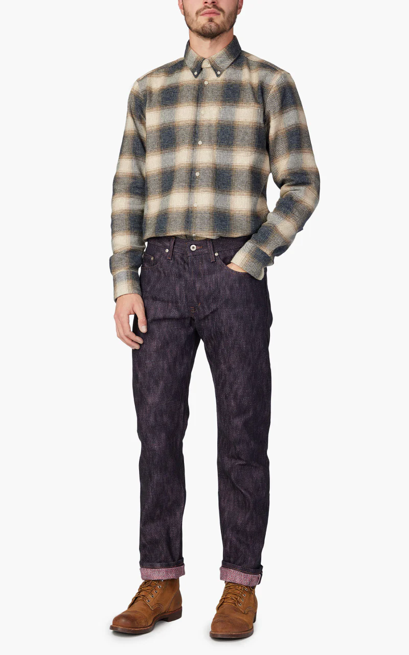 Naked & Famous Denim Weird Guy 15th Anniversary Denim Indigo x Red/White - Image 2