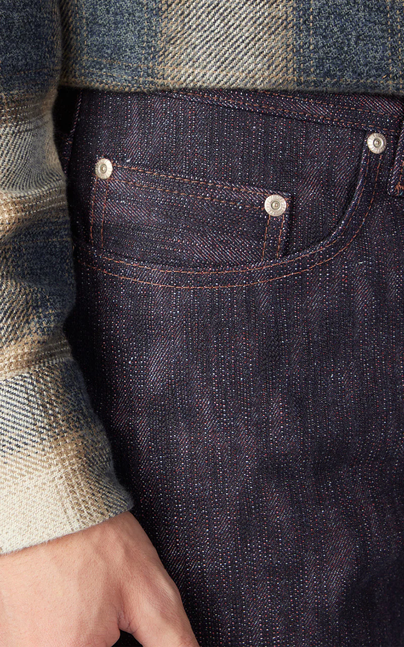 Naked & Famous Denim Weird Guy 15th Anniversary Denim Indigo x Red/White - Image 5
