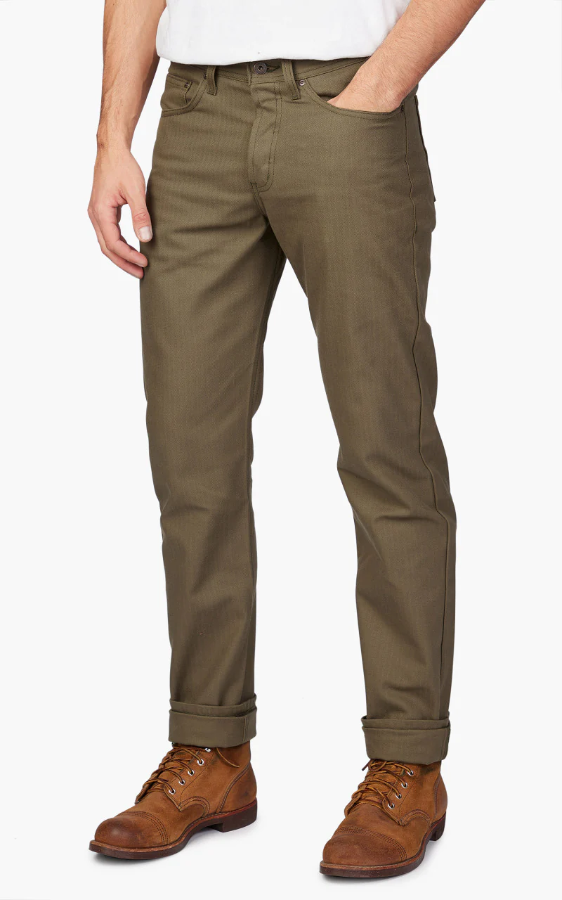 Naked & Famous Denim Weird Guy Army HBT Olive Drab - Image 3