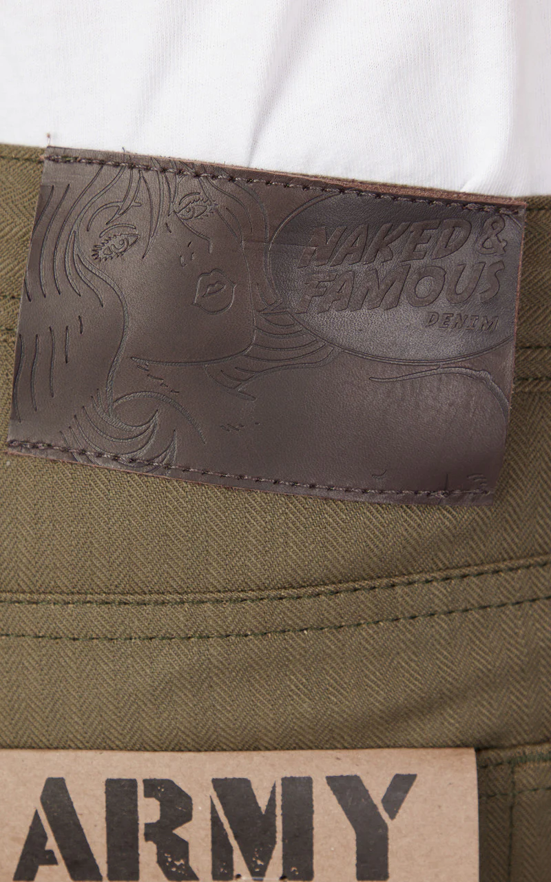 Naked & Famous Denim Weird Guy Army HBT Olive Drab - Image 6