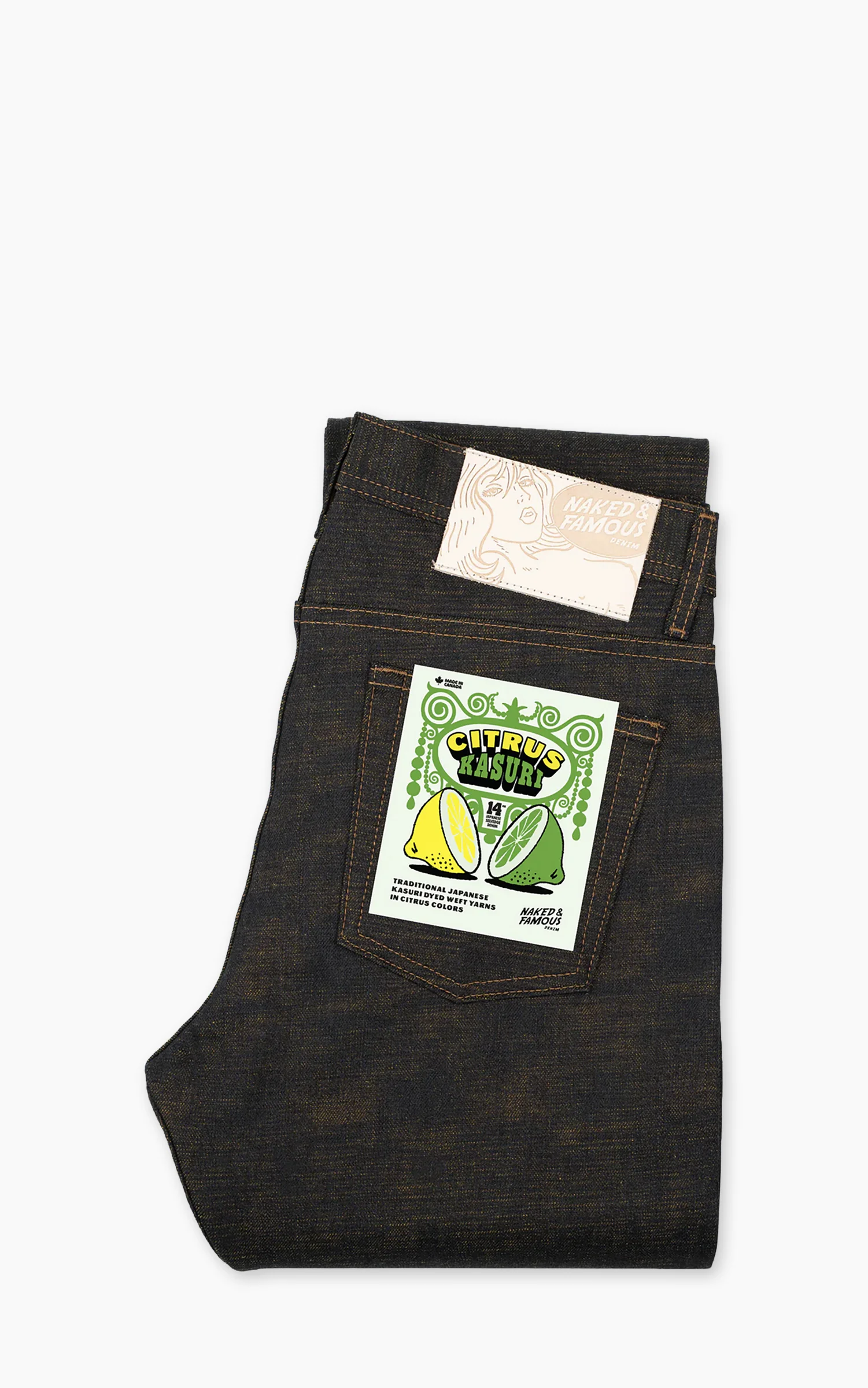 Naked & Famous Denim Weird Guy Citrus Kasuri Selvedge Indigo 14oz
