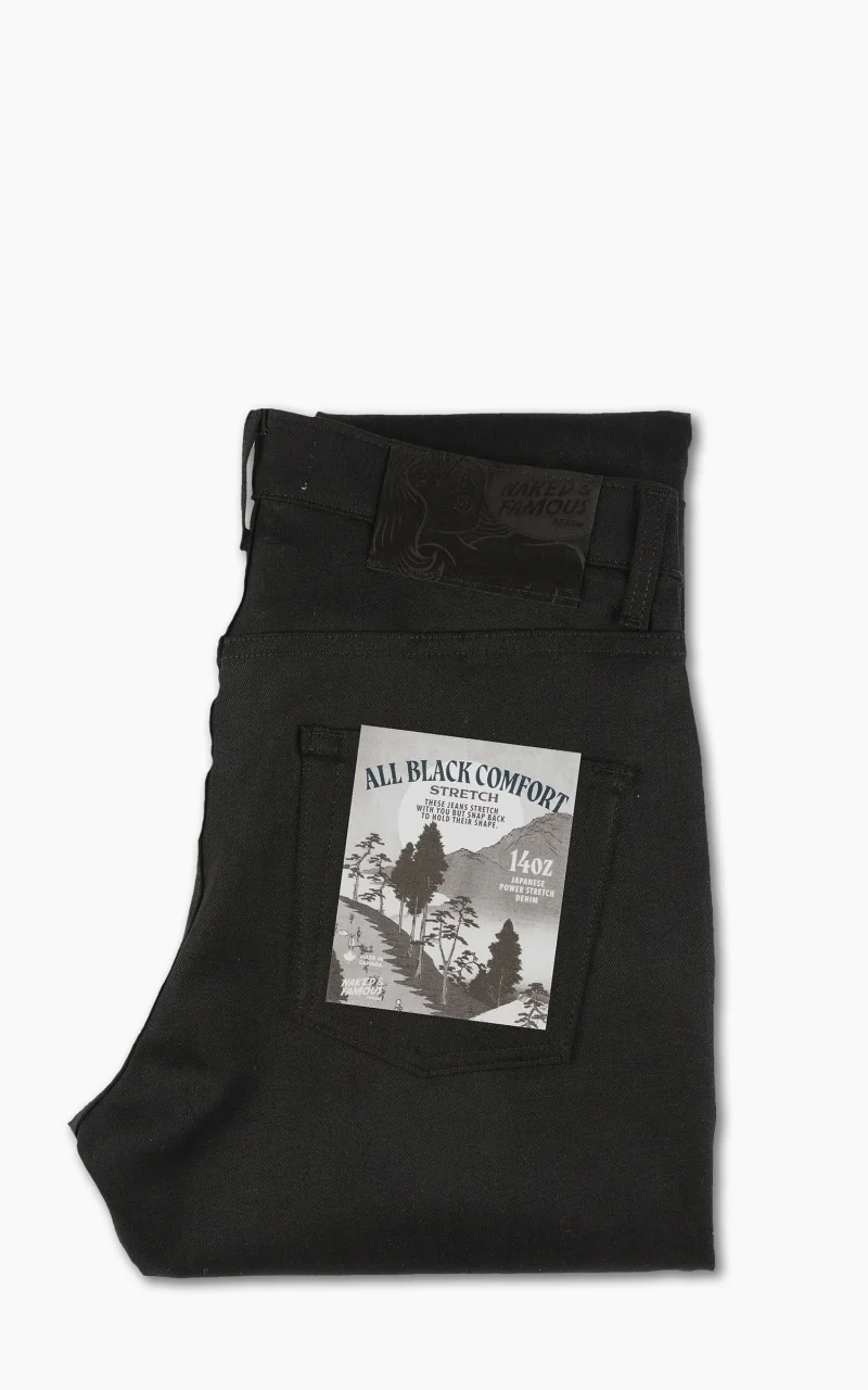 Naked & Famous Denim Weird Guy Denim All Black Comfort Stretch 14oz