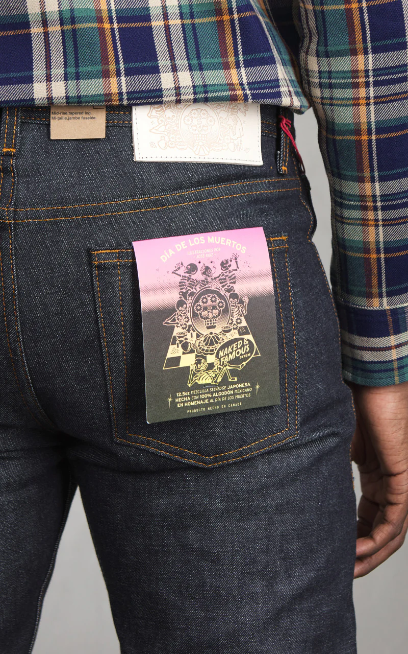 Naked & Famous Denim Weird Guy Dia De Los Muertos Selvedge Indigo 12.5oz - Image 5