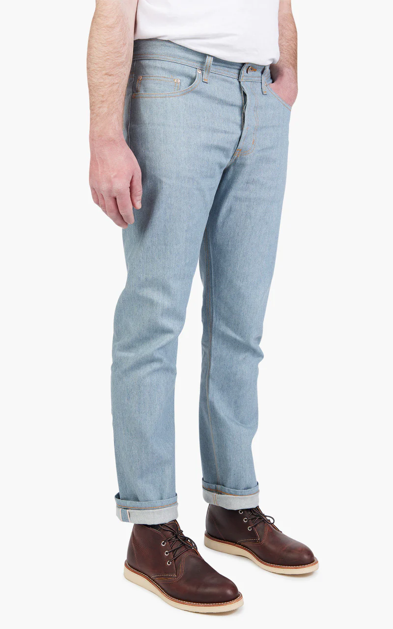 Naked & Famous Denim Weird Guy Lightweight Recycled Selvedge Stone Blue - Image 3