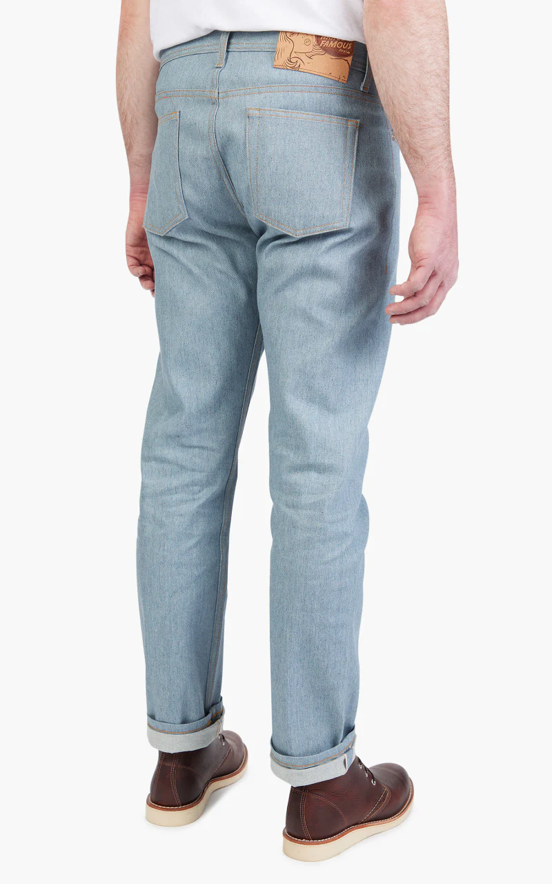 Naked & Famous Denim Weird Guy Lightweight Recycled Selvedge Stone Blue - Image 4