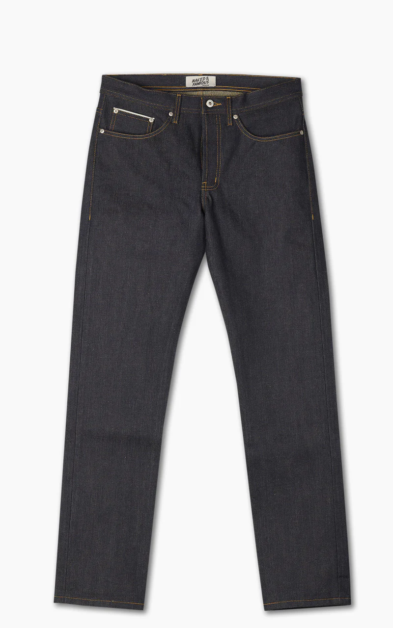 Naked & Famous Denim Weird Guy Pagoda Dyed Selvedge Indigo/Yellow 15oz - Image 3