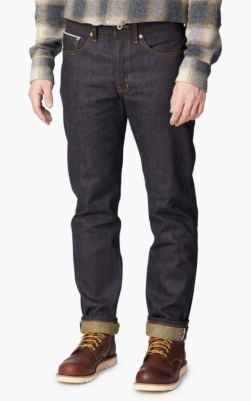Naked & Famous Denim Weird Guy Pagoda Dyed Selvedge Indigo/Yellow 15oz - Image 4