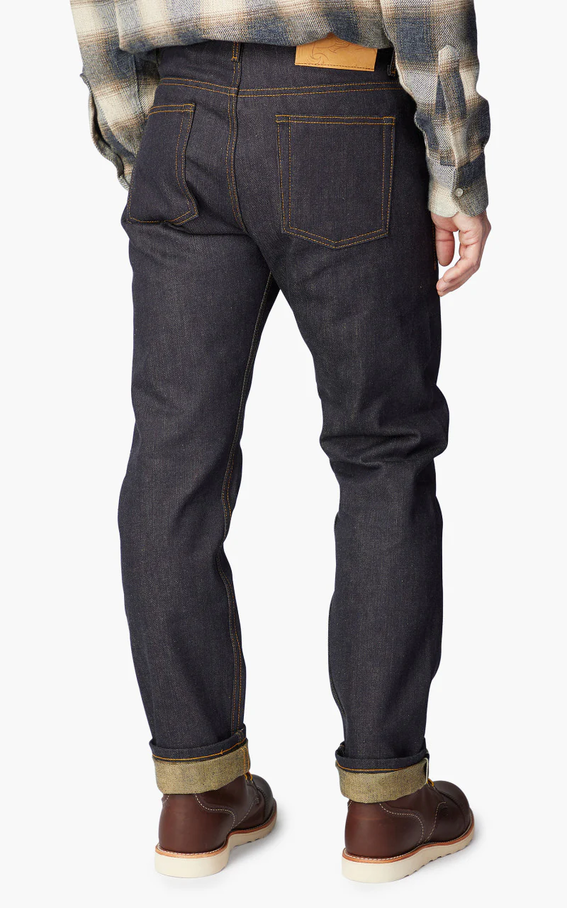 Naked & Famous Denim Weird Guy Pagoda Dyed Selvedge Indigo/Yellow 15oz - Image 7