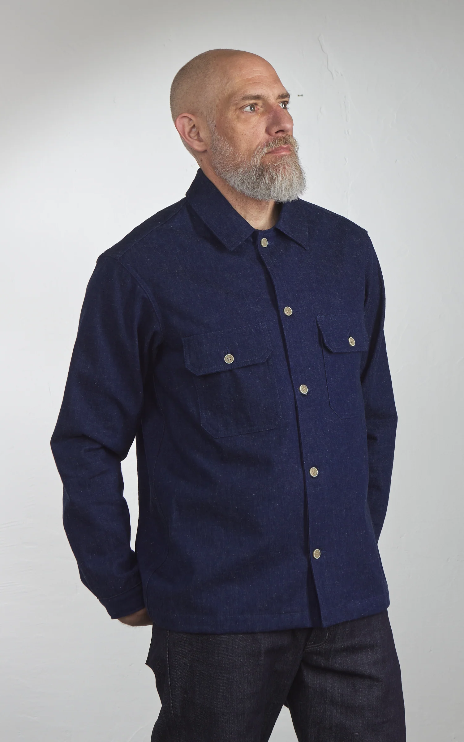 Naked & Famous Denim Work Shirt 2/1 Nep Denim Indigo - Image 3