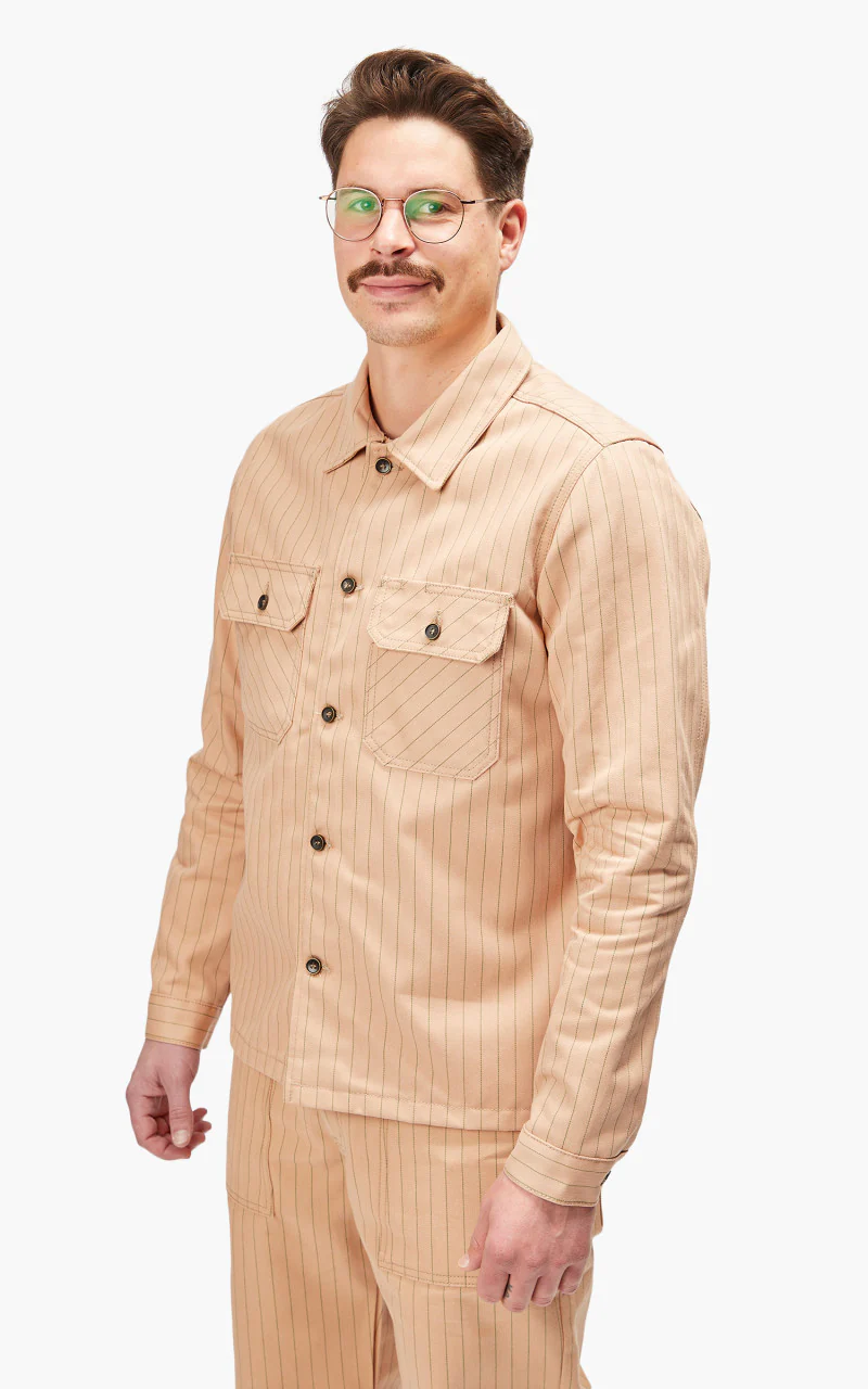 Naked & Famous Denim Work Shirt Repro Workwear Twill Peach - Image 4