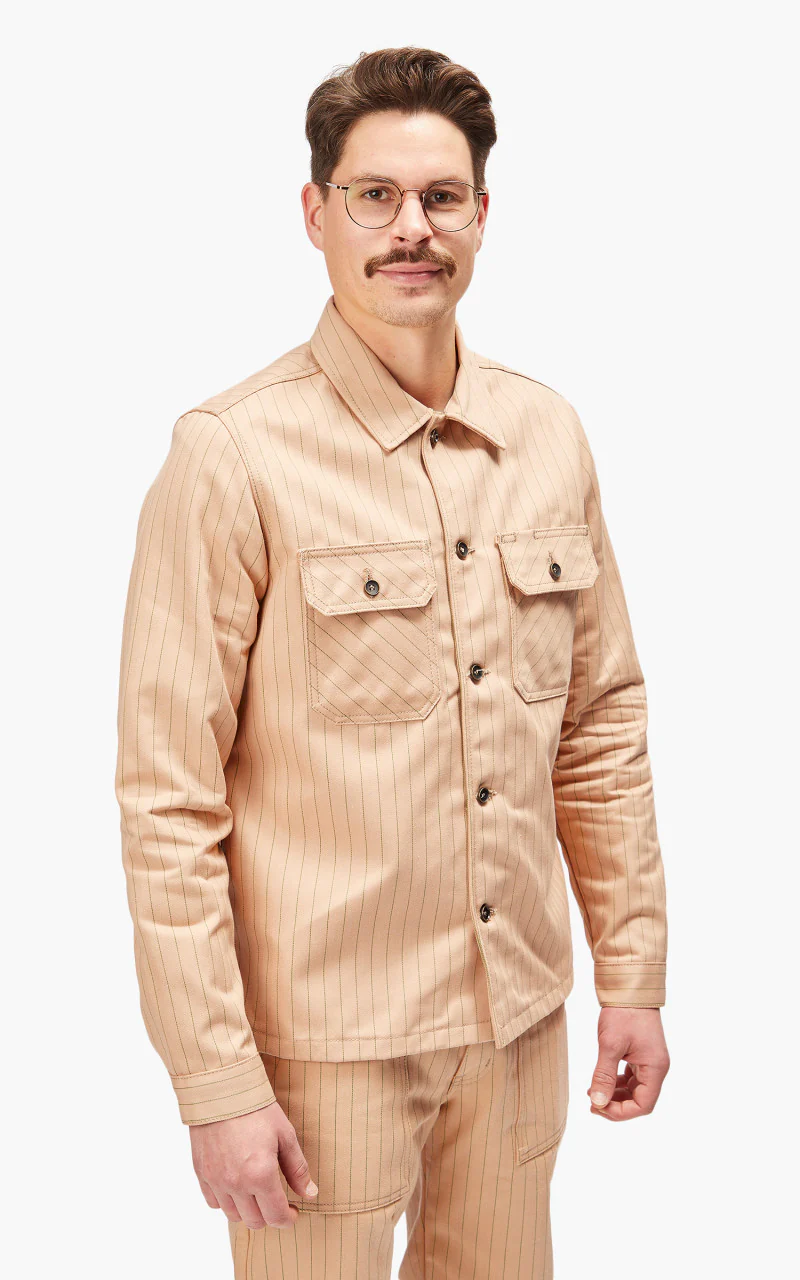 Naked & Famous Denim Work Shirt Repro Workwear Twill Peach - Image 5