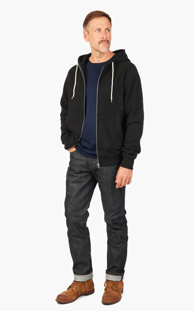Naked & Famous Denim Zip Hoodie Heavyweight Terry Black - Image 2