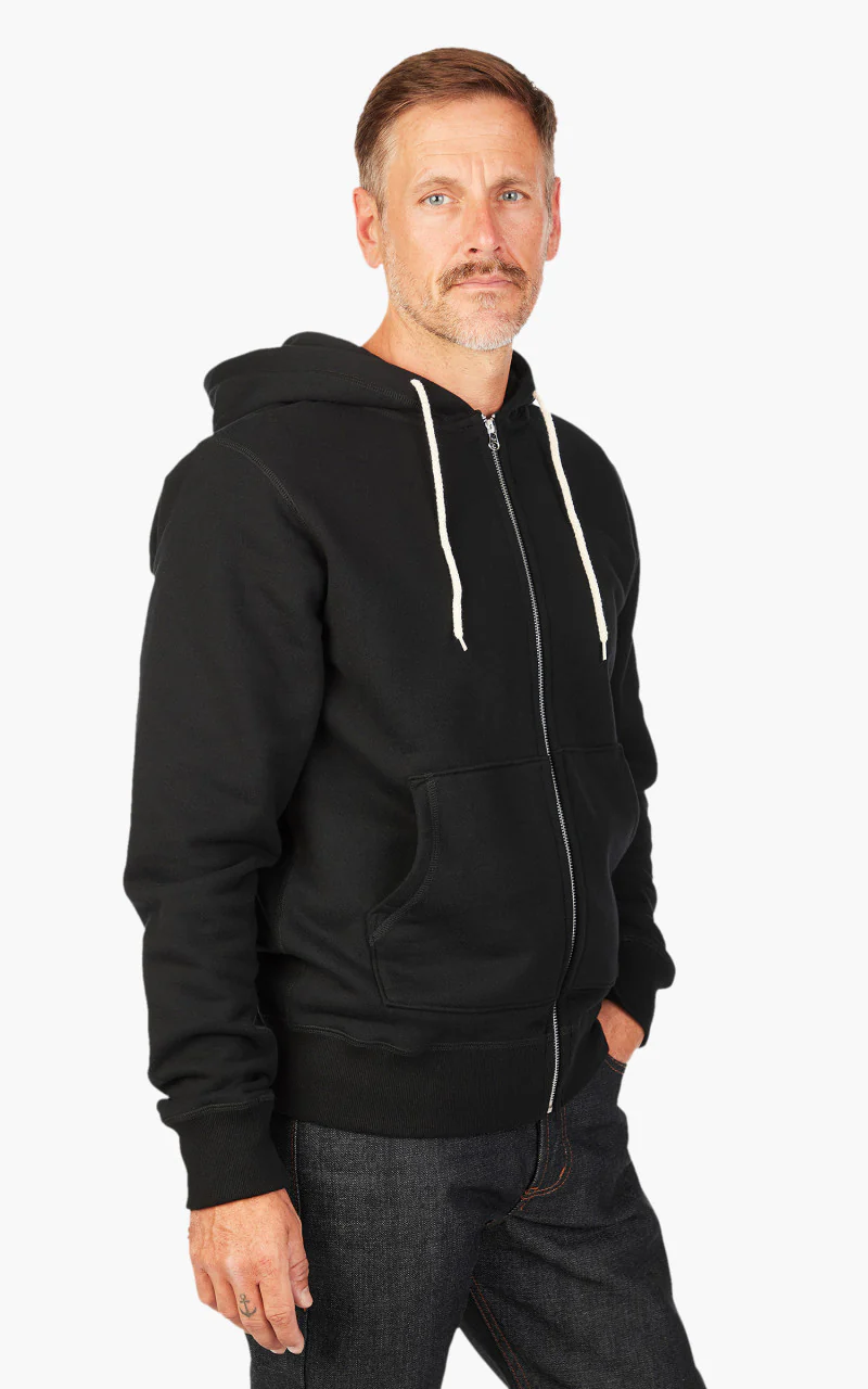 Naked & Famous Denim Zip Hoodie Heavyweight Terry Black - Image 4