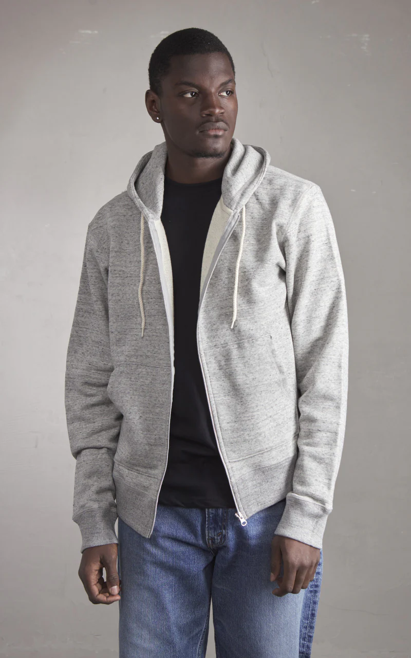 Naked & Famous Denim Zip Hoodie Heavyweight Terry Grey - Image 2