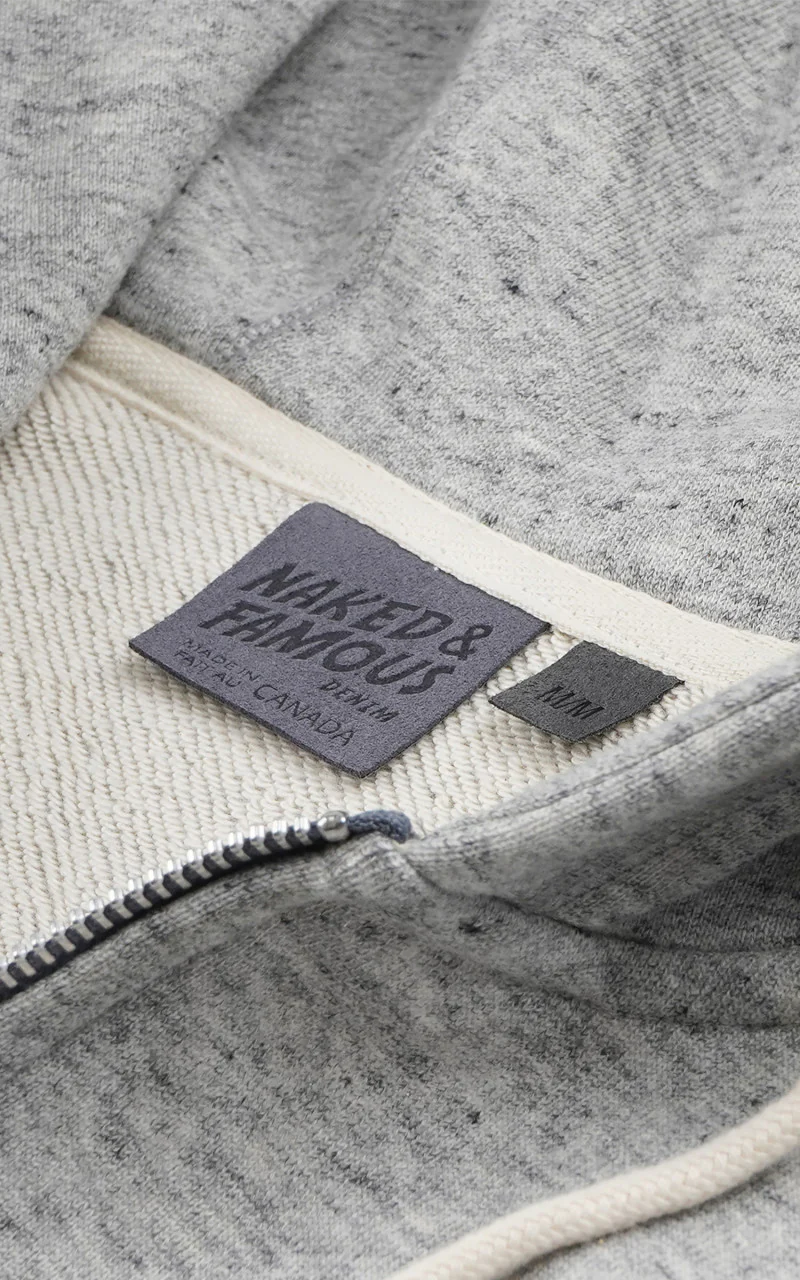Naked & Famous Denim Zip Hoodie Heavyweight Terry Grey - Image 4