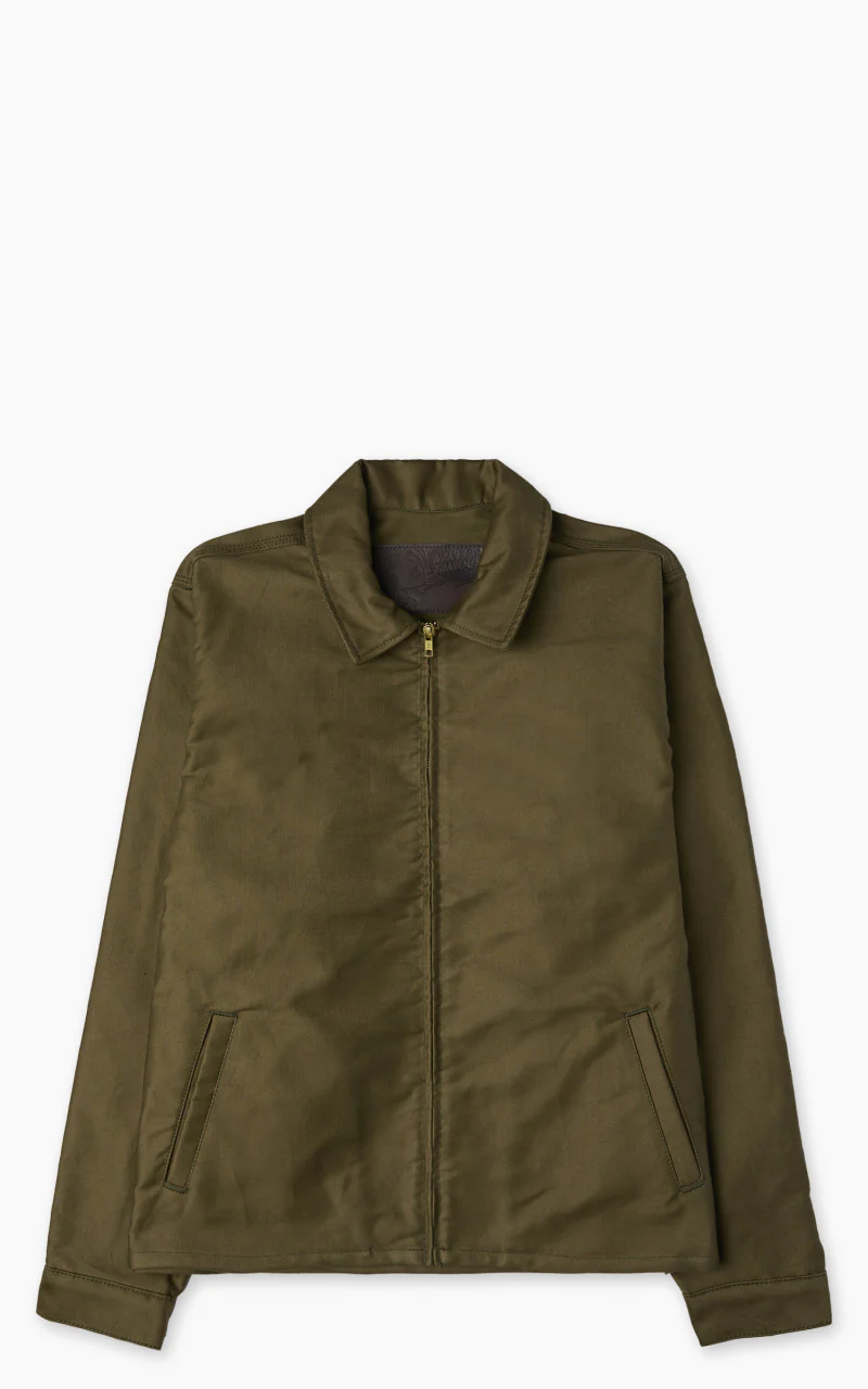 Naked & Famous Denim Zip Jacket Brushed Jungle Cloth Army