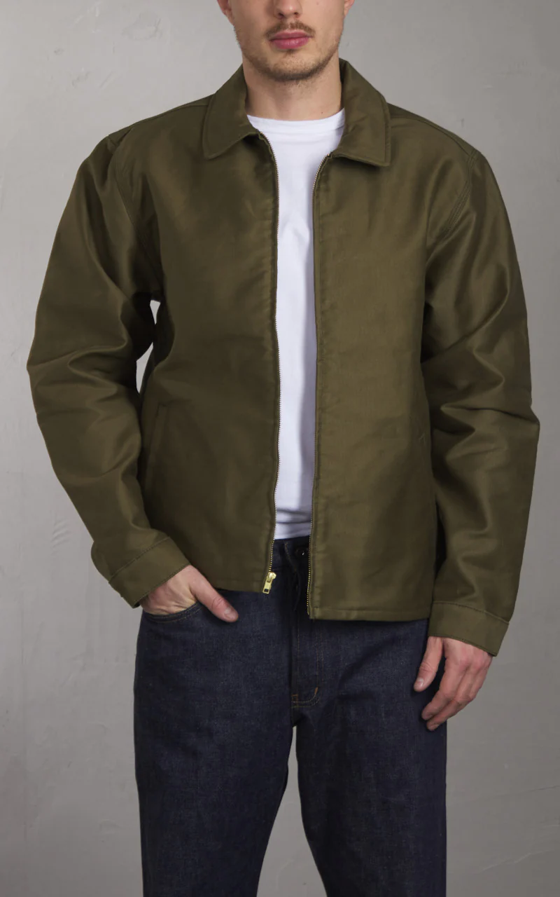 Naked & Famous Denim Zip Jacket Brushed Jungle Cloth Army - Image 2