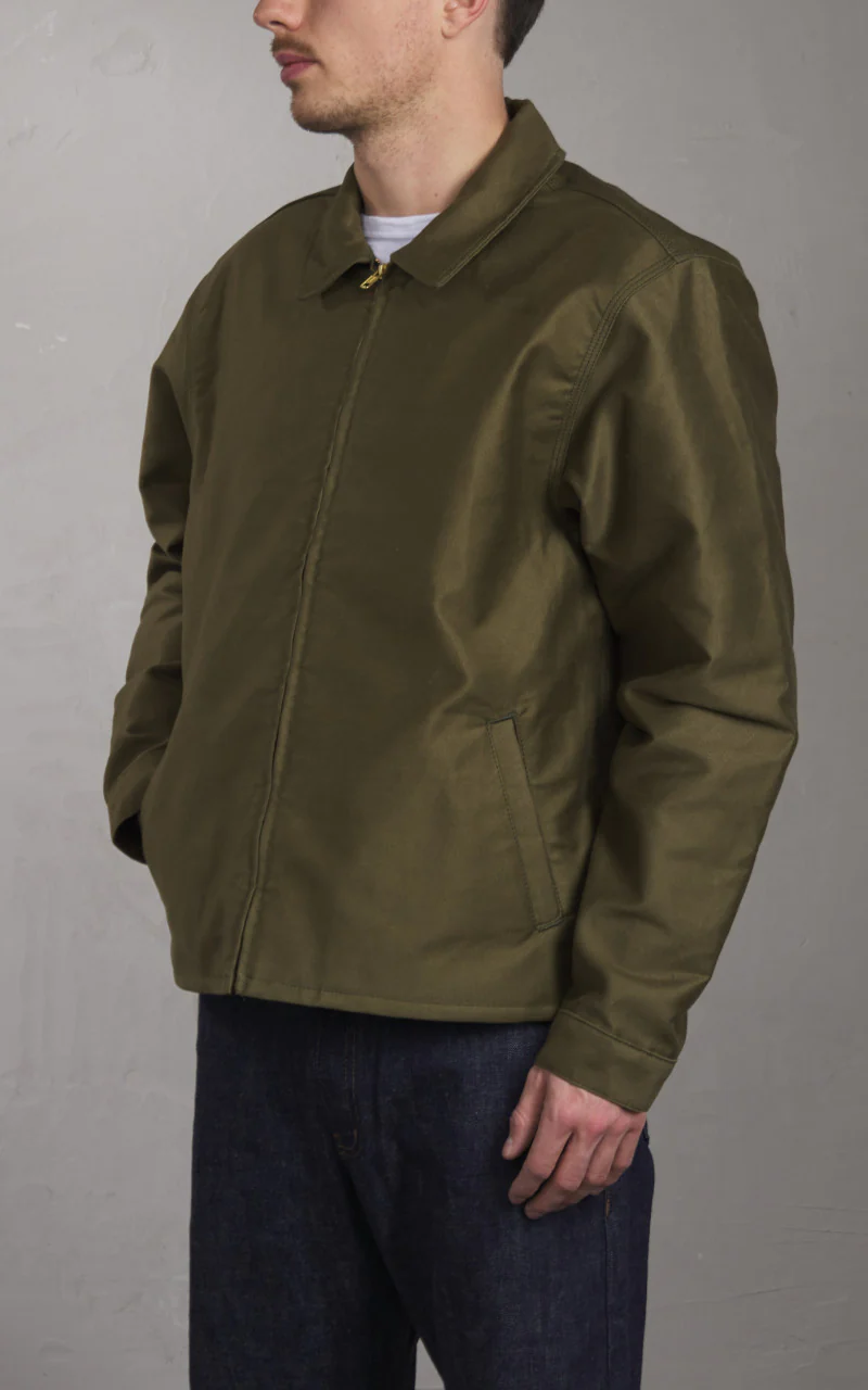Naked & Famous Denim Zip Jacket Brushed Jungle Cloth Army - Image 4