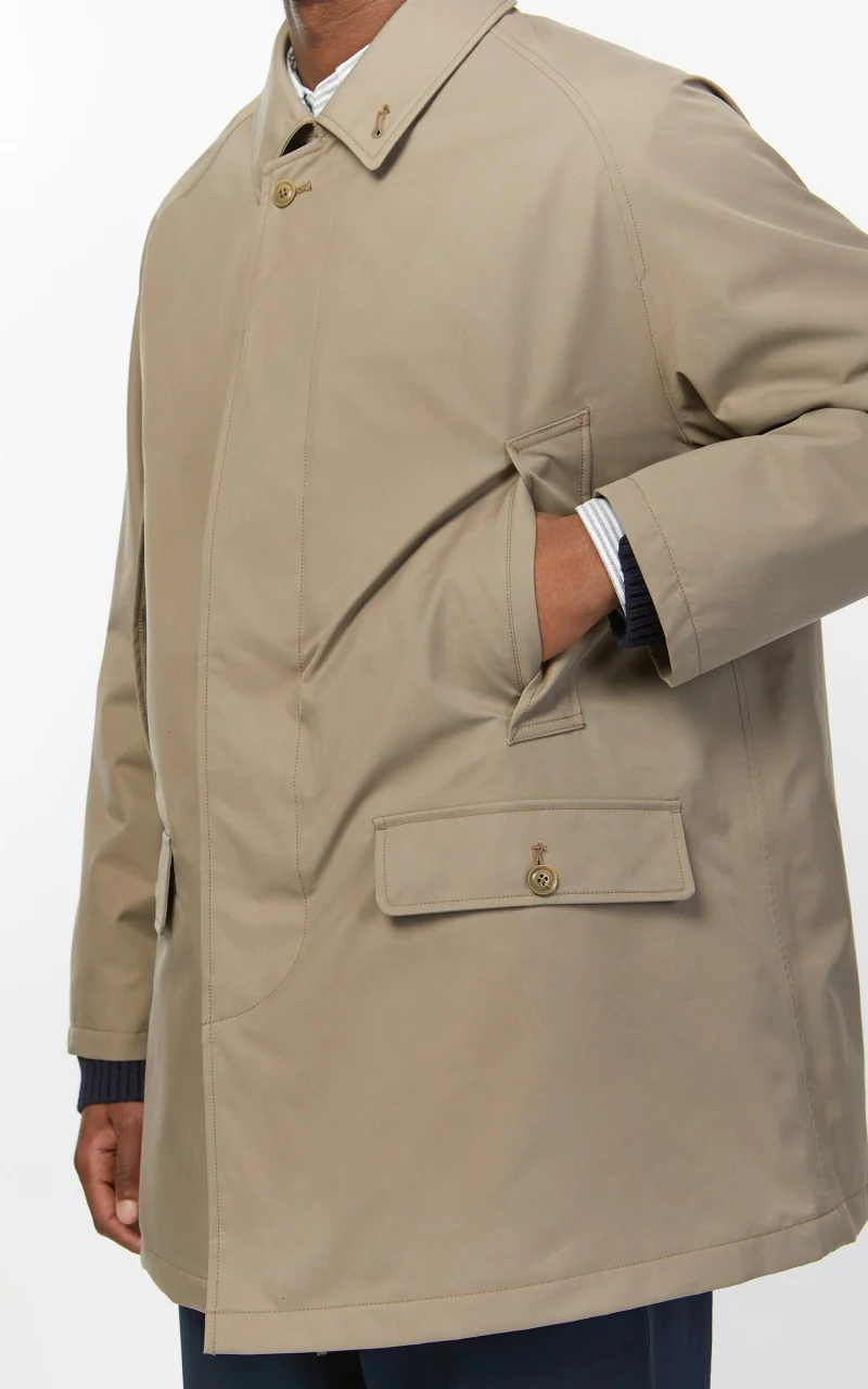 Nanamica 2L GORE-TEX Short Soutien Collar Coat Beige - Image 11