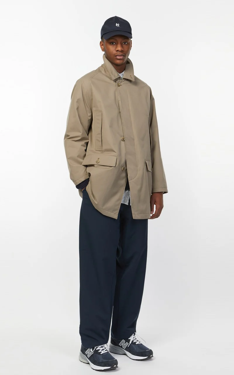 Nanamica 2L GORE-TEX Short Soutien Collar Coat Beige - Image 4