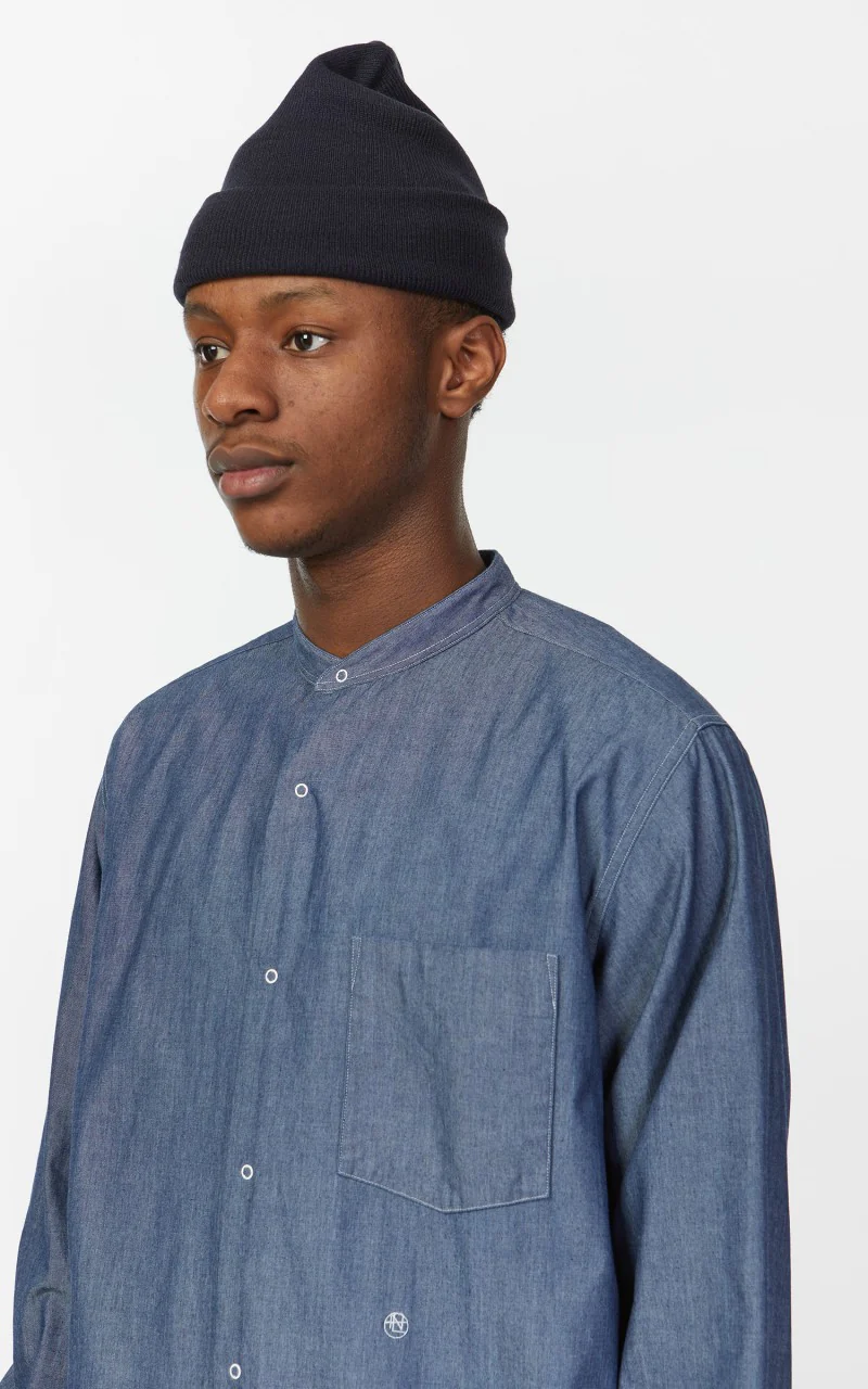 Nanamica Band Collar Wind Shirt Indigo - Image 9