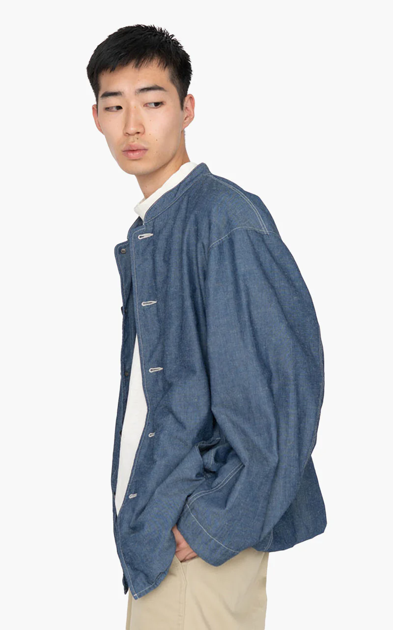 Nanamica Chambray Band Collar Jacket Indigo - Image 3